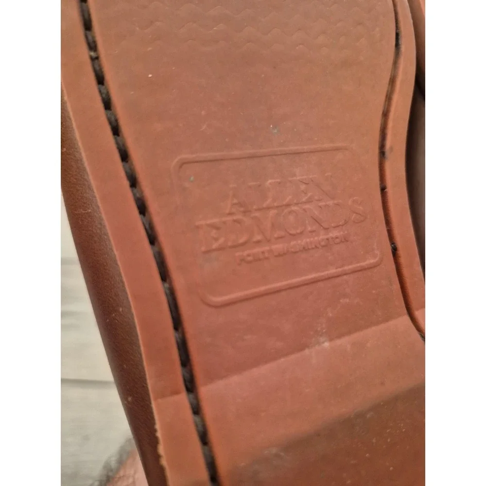 Allen Edmonds Force 10 Tan Brown Leather Boat Shoes Mens Casual Loafers Sz 9 D